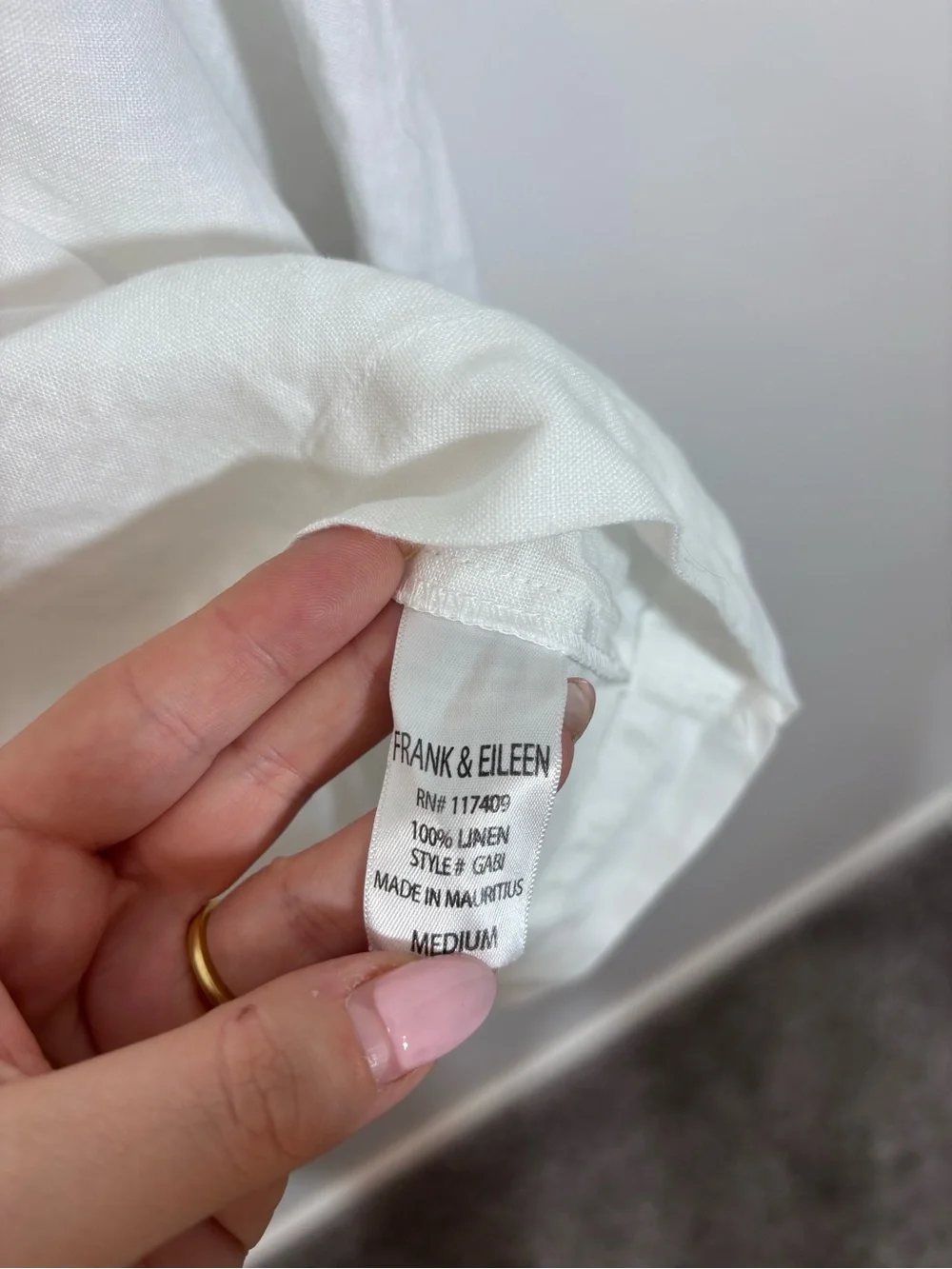 Frank & Eileen GABI Popover Shirt Medium White Linen flowy laidback lagenlook